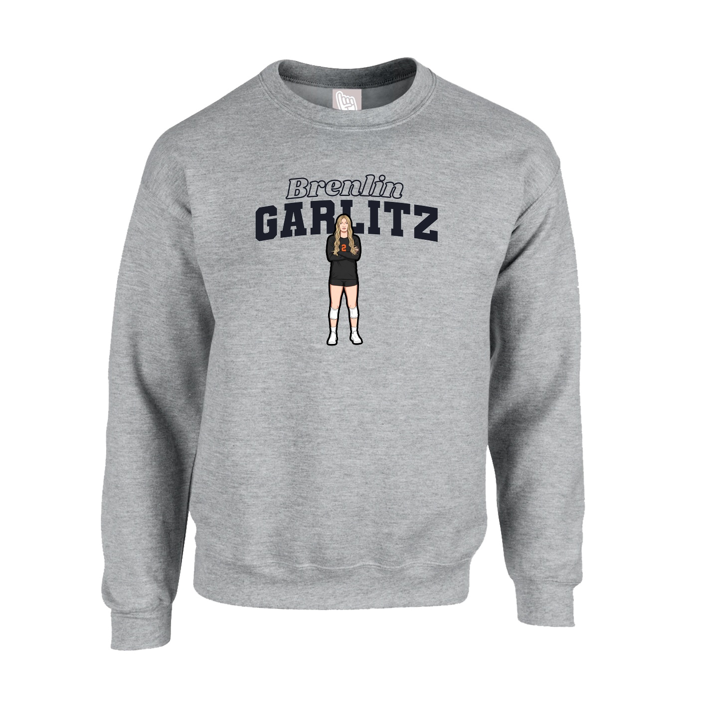 Fleece Crew — Name Arch in Grey