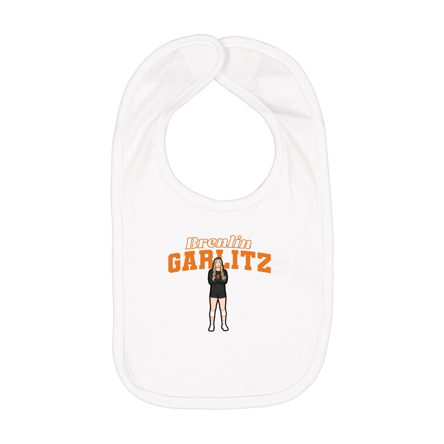 Infant Bib — Name Arch in White