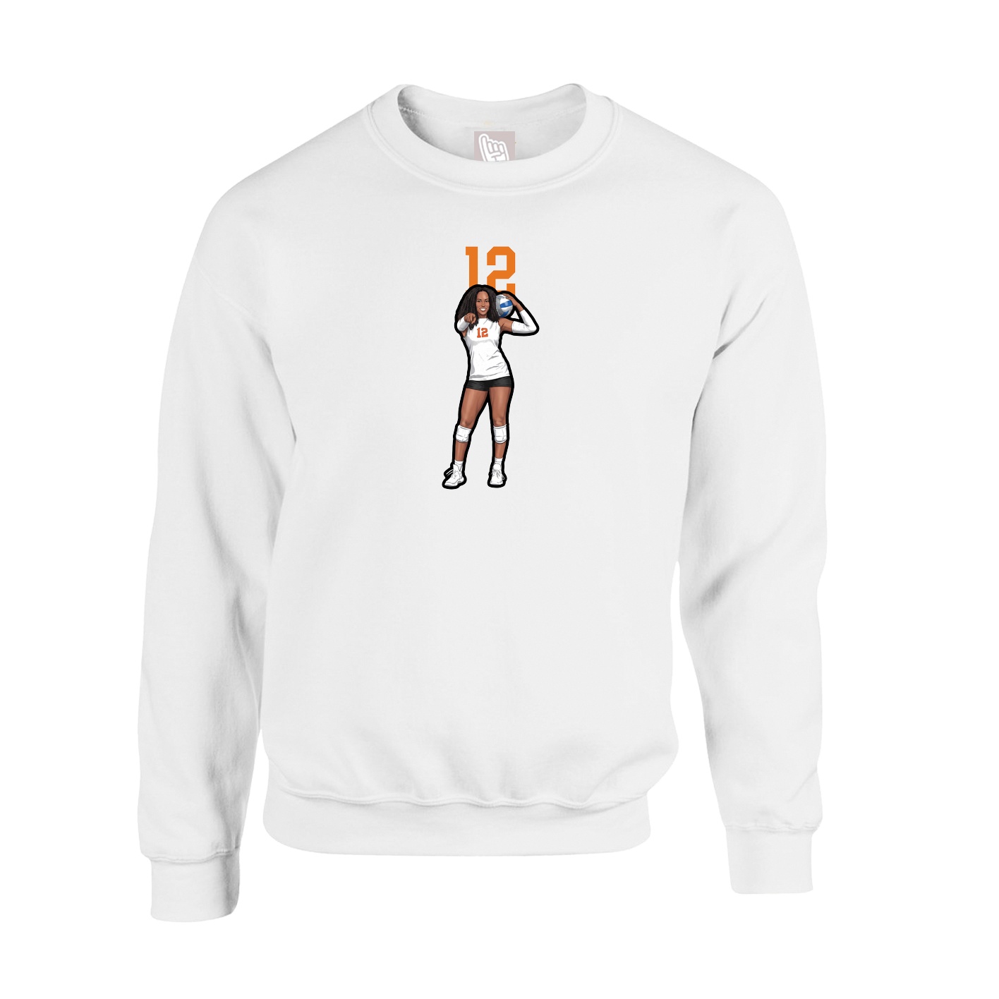 Fleece Crew — Number Top in White