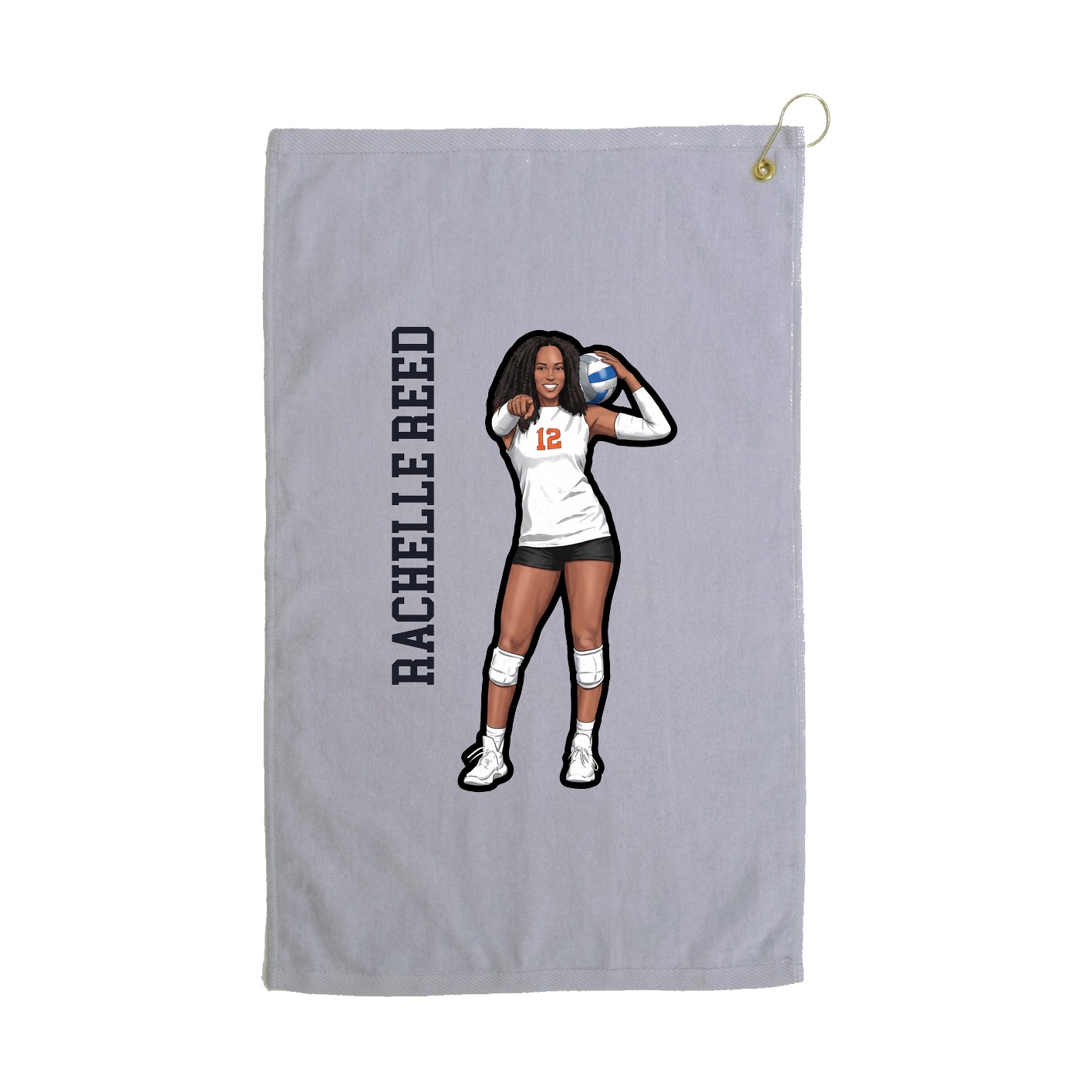 Golf Towel — Name Vertical in Grey