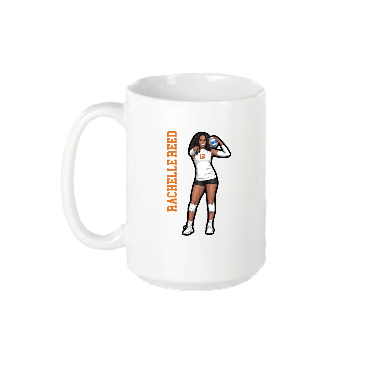 15oz Coffee Mug — Name Vertical in White