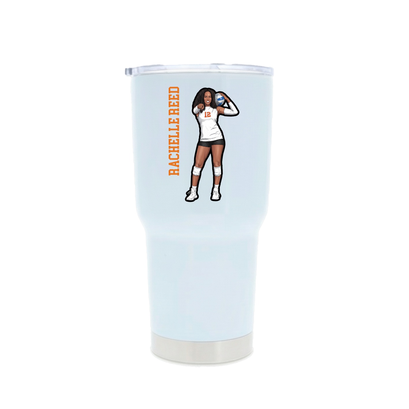 30oz Stainless Steel Tumbler — Name Vertical in White