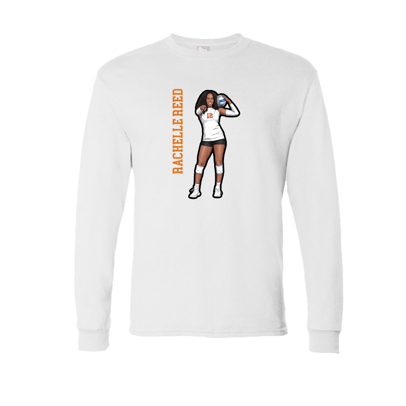 Long Sleeve Tee — Name Vertical in White