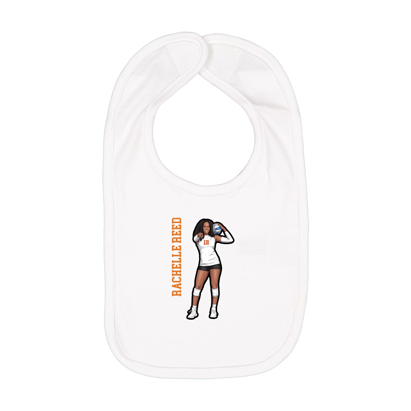 Infant Bib — Name Vertical in White