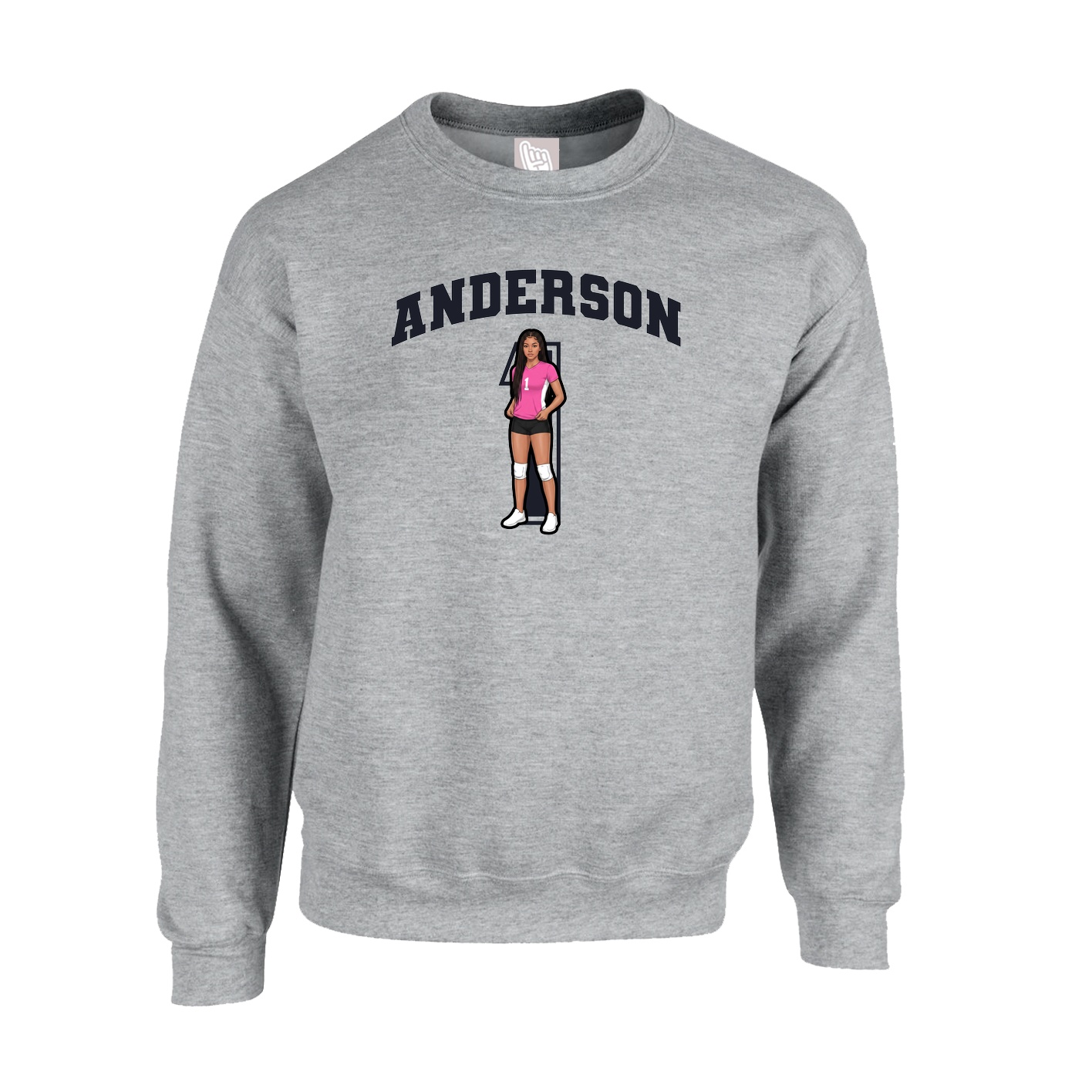 Fleece Crew — Number in Grey