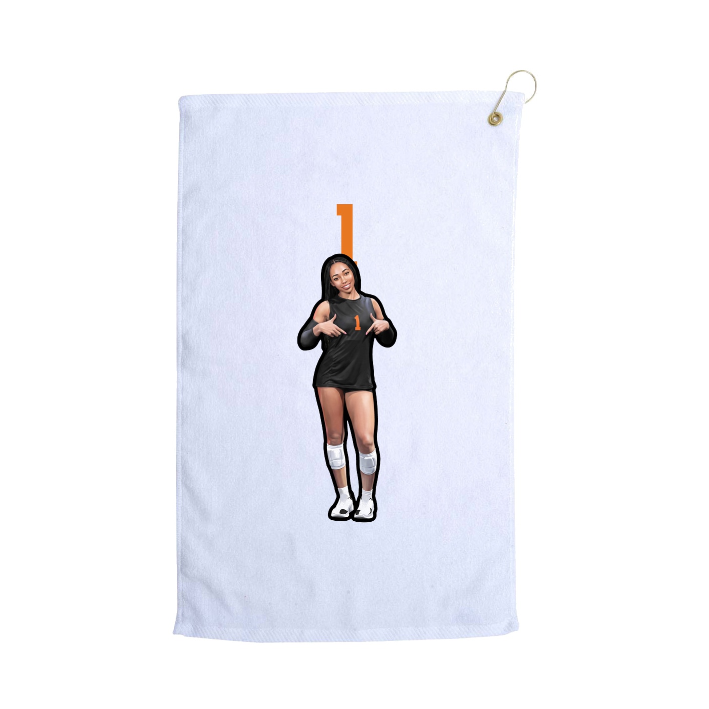 Golf Towel — Number Top in White