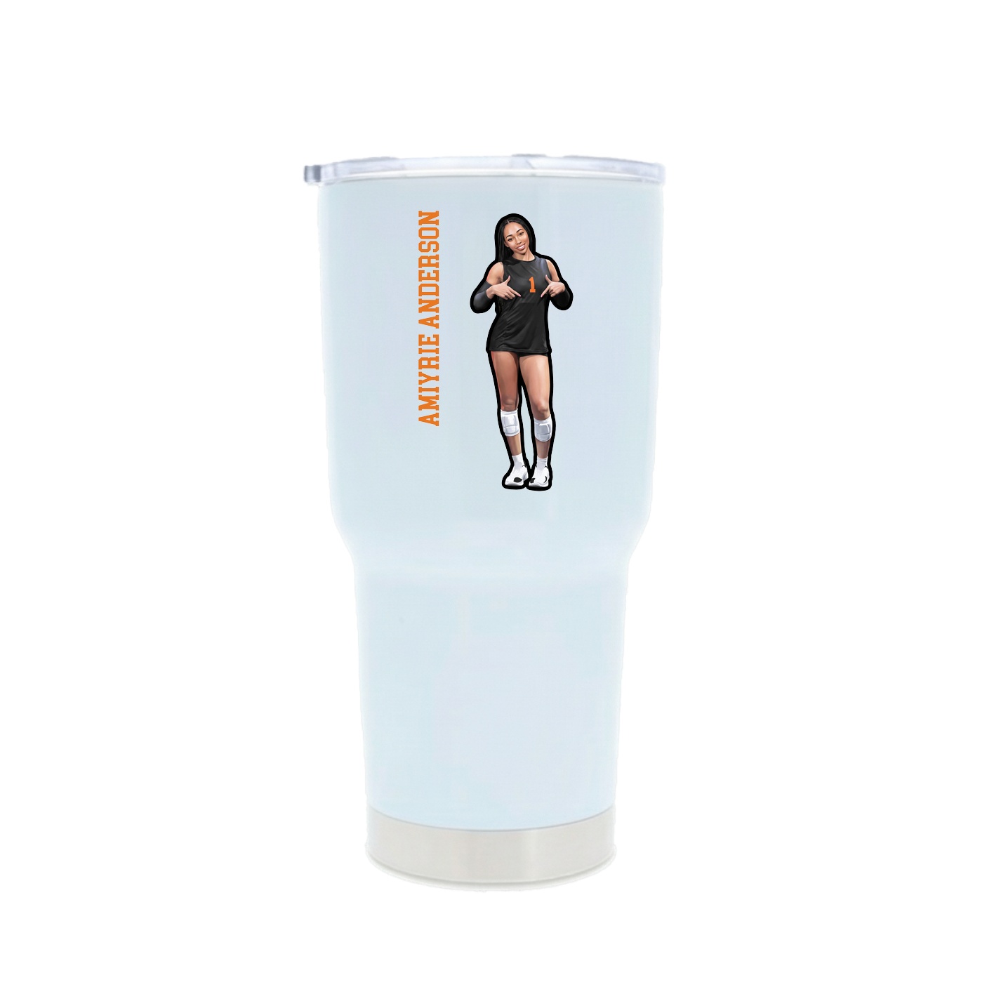 30oz Stainless Steel Tumbler — Name Vertical in White