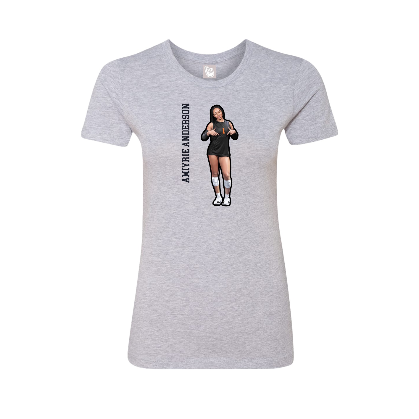 Fitted Women's Tee — Name Vertical in Grey