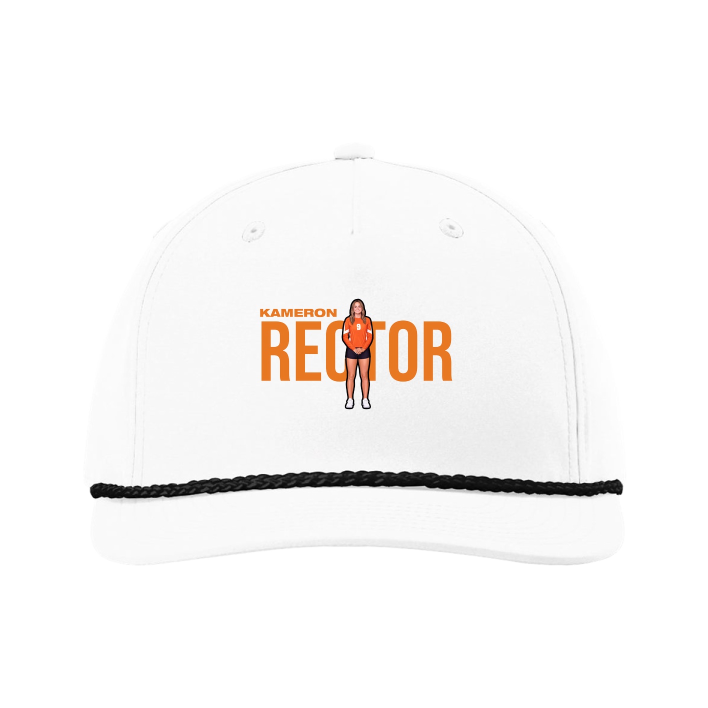 Five-Panel Classic Rope Cap — Player Name in White