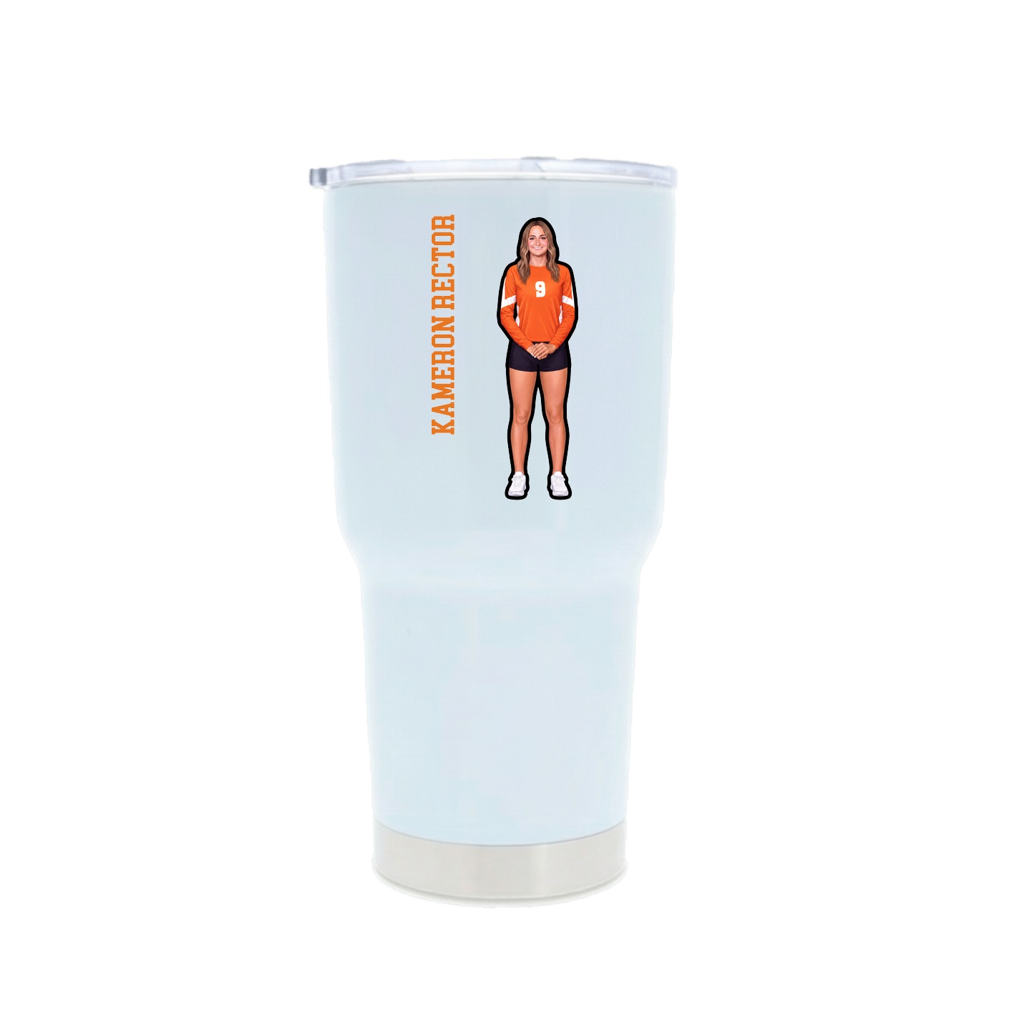 30oz Stainless Steel Tumbler — Name Vertical in White