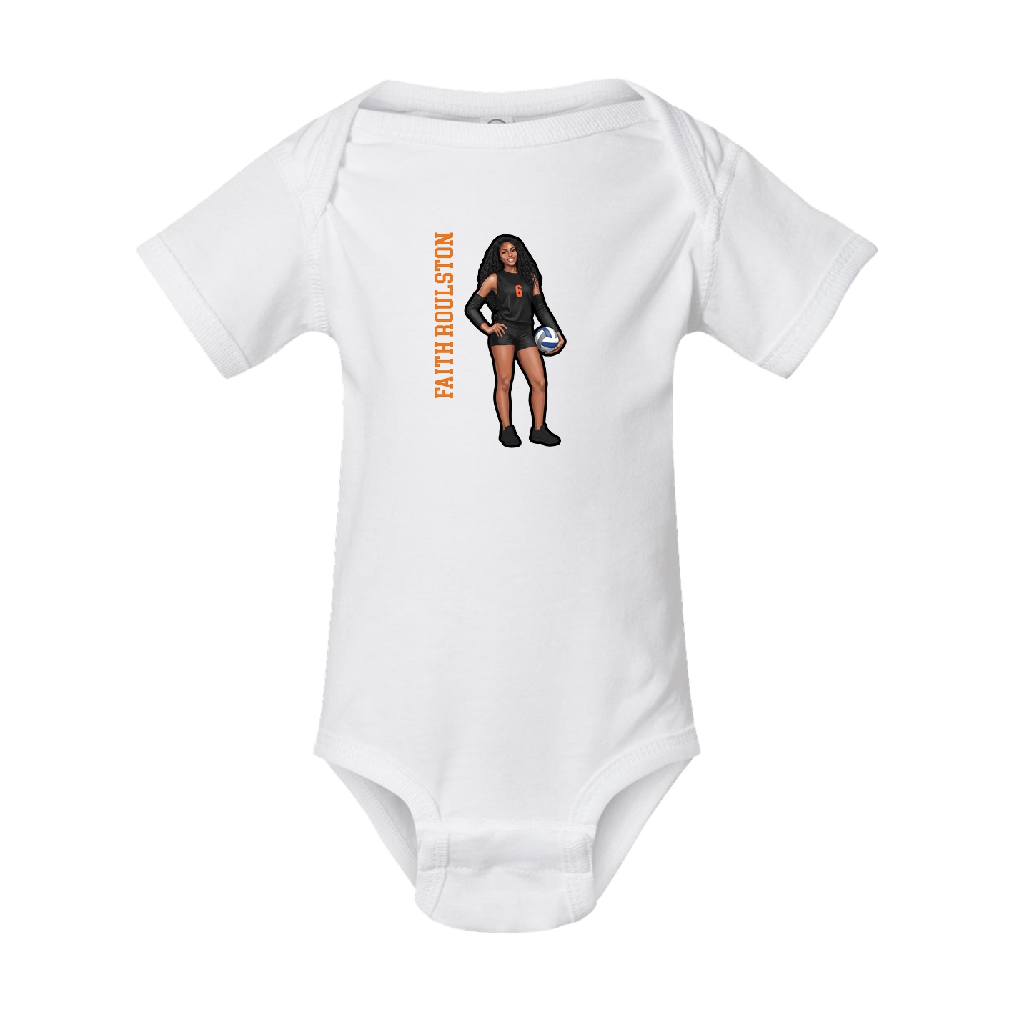Baby Onesie — Name Vertical in White