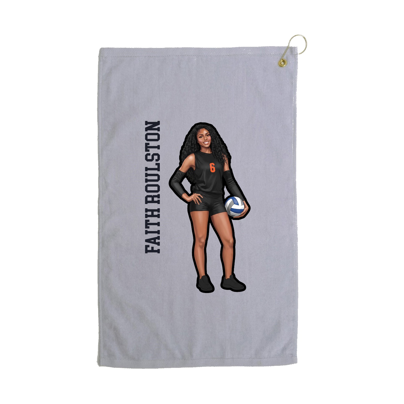Golf Towel — Name Vertical in Grey