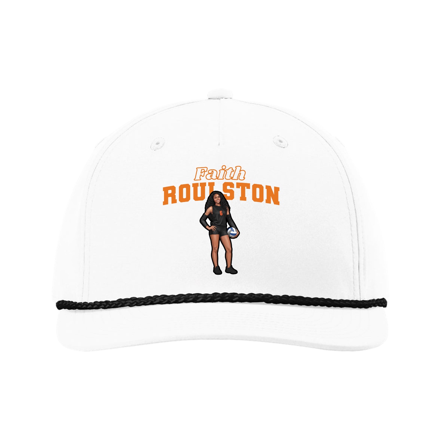 Five-Panel Classic Rope Cap — Name Arch in White