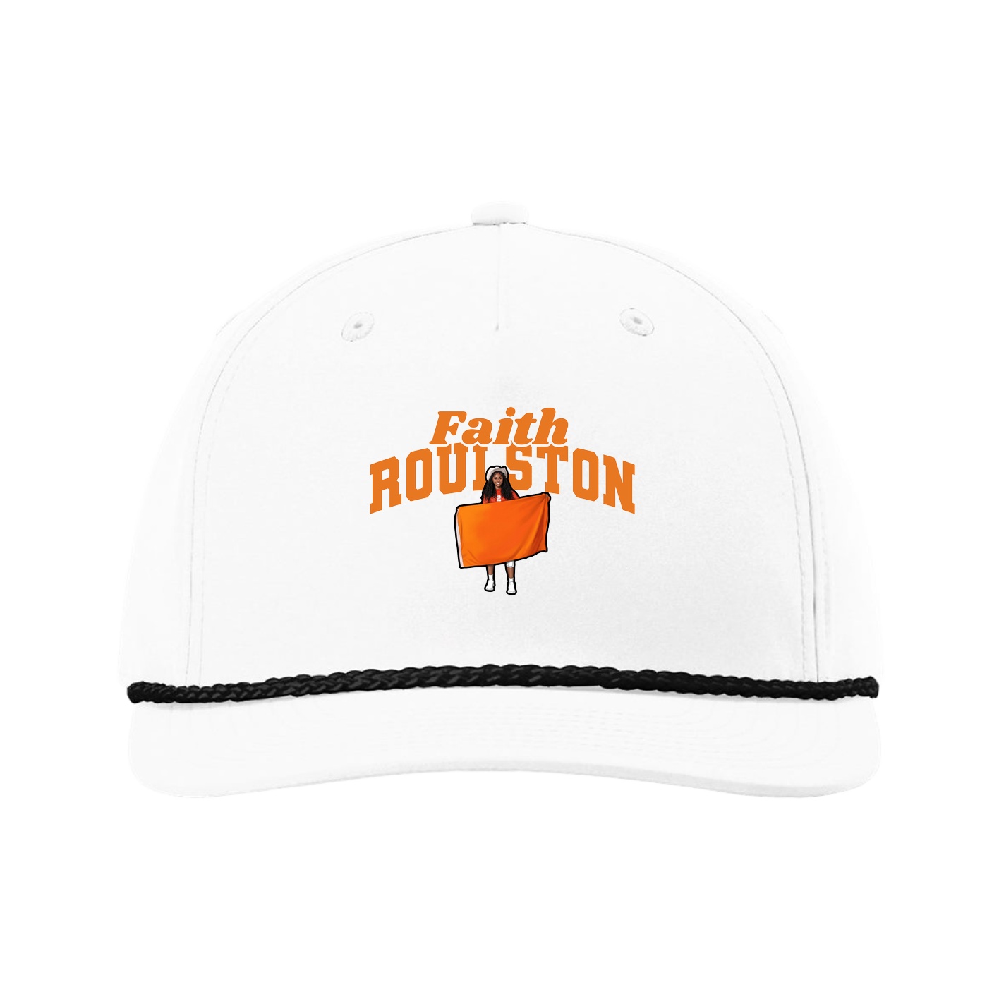 Five-Panel Classic Rope Cap — Signature Arch in White