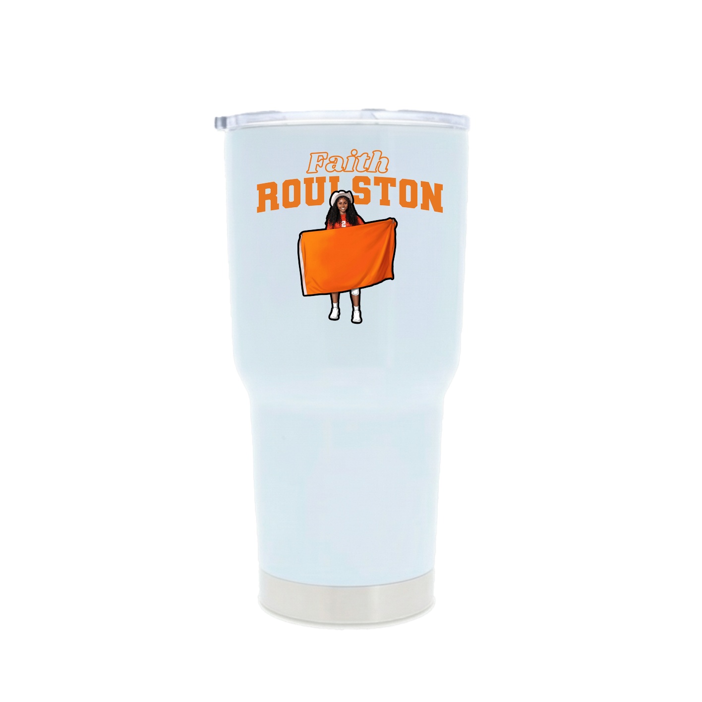 30oz Stainless Steel Tumbler — Name Arch in White