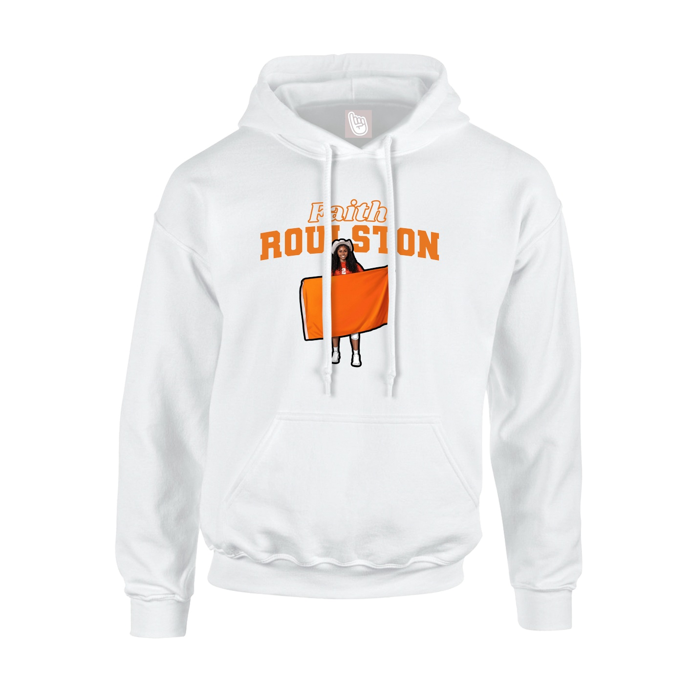 Youth Hoodie — Name Arch in White