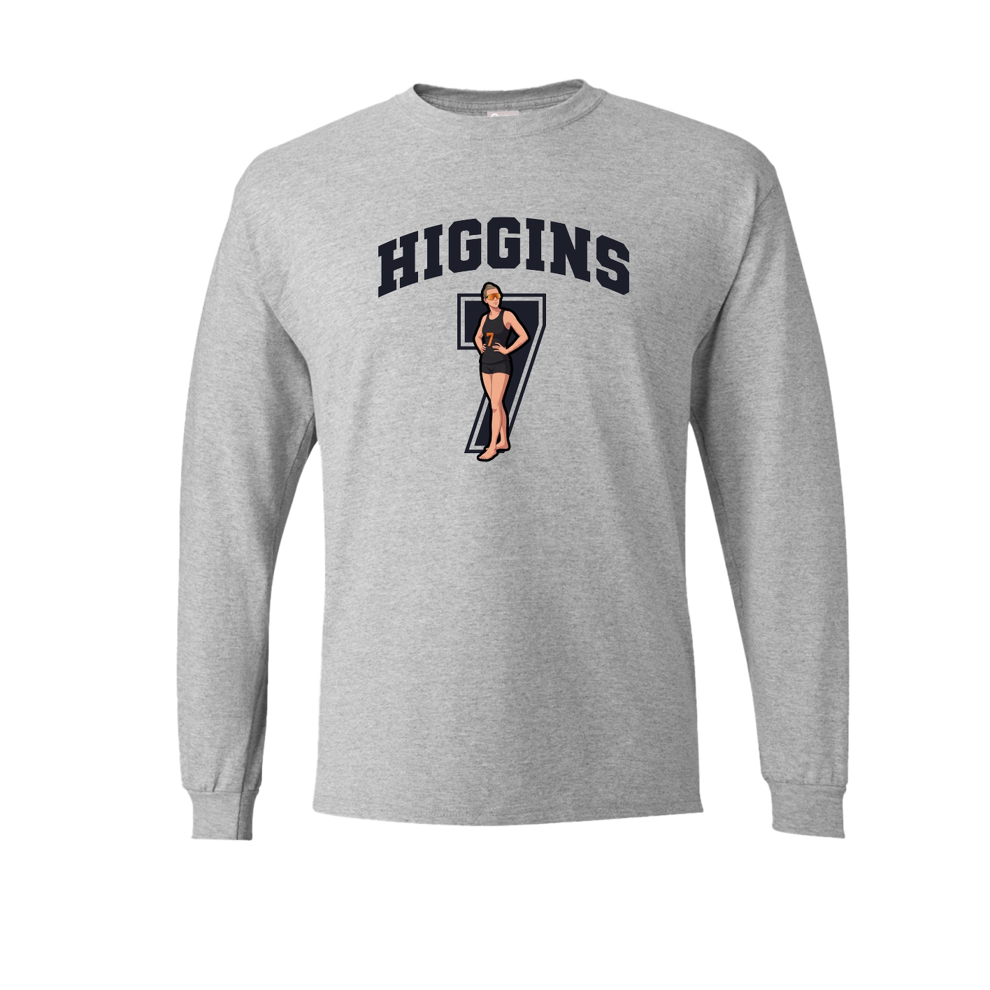Long Sleeve Tee — Number in Grey