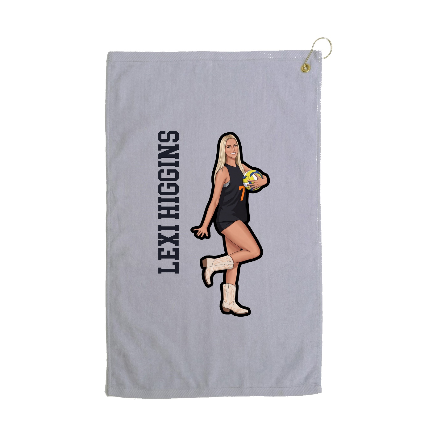 Golf Towel — Name Vertical in Grey