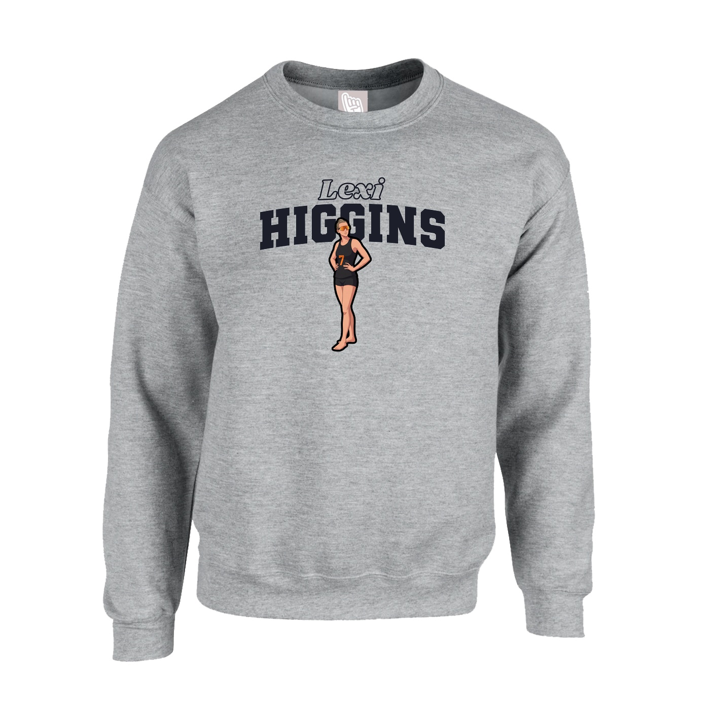 Fleece Crew — Name Arch in Grey