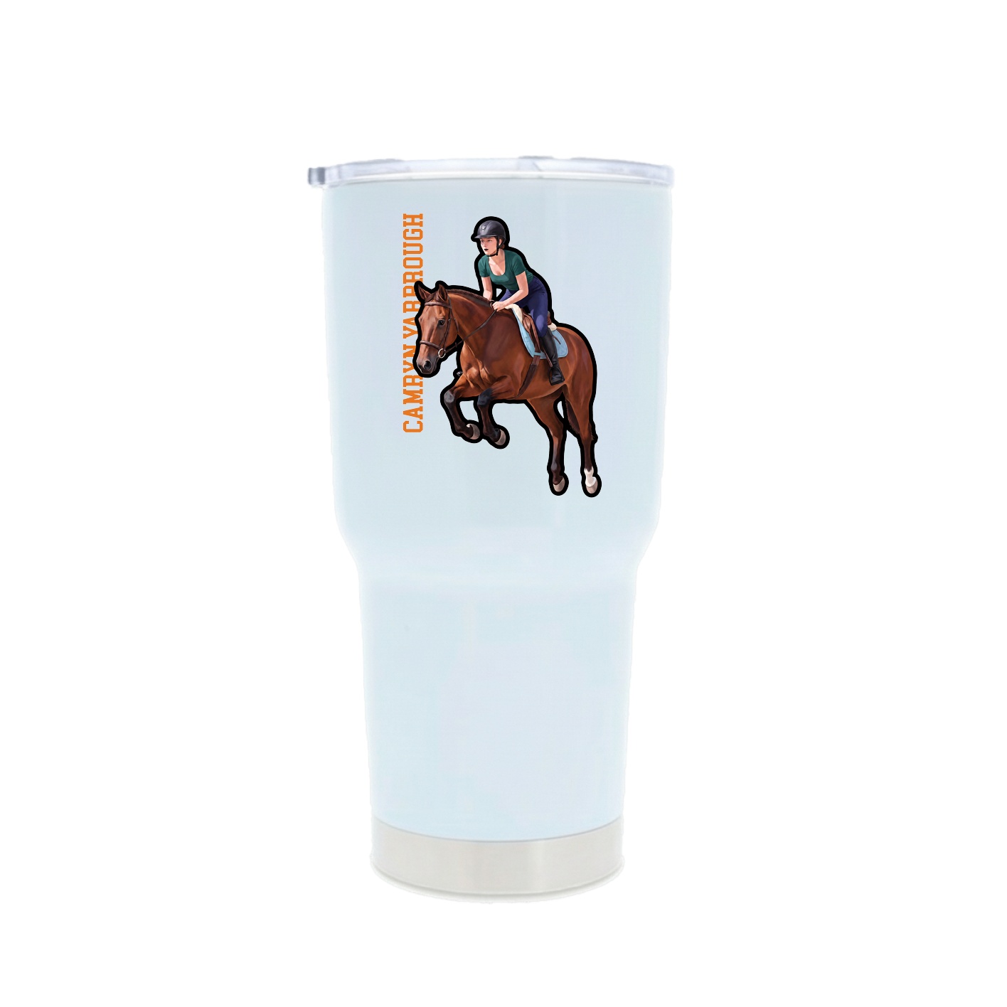 30oz Stainless Steel Tumbler — Name Vertical in White