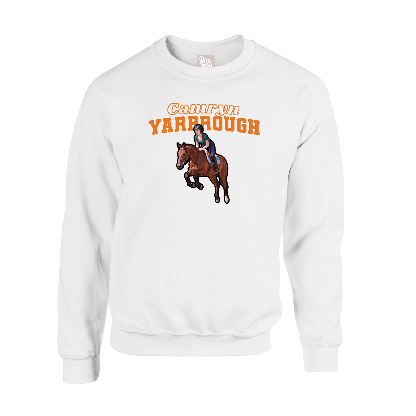 Fleece Crew — Name Arch in White
