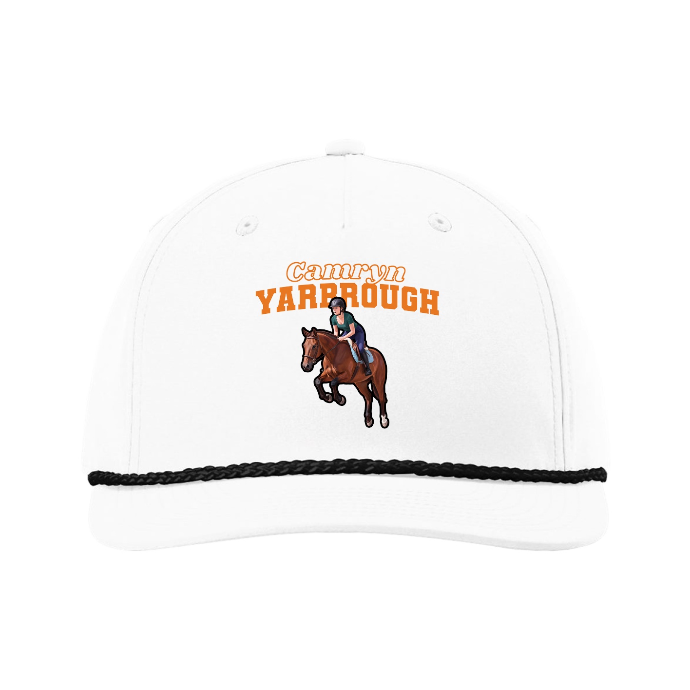 Five-Panel Classic Rope Cap — Name Arch in White