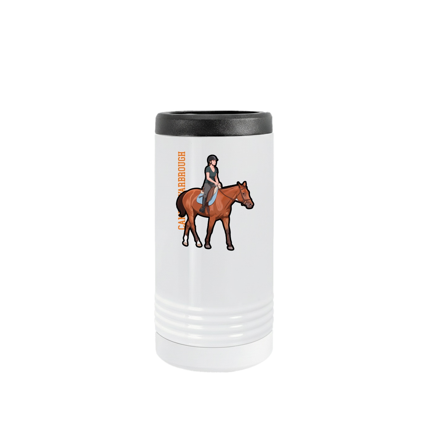 Slim Beverage Holder — Name Vertical in White