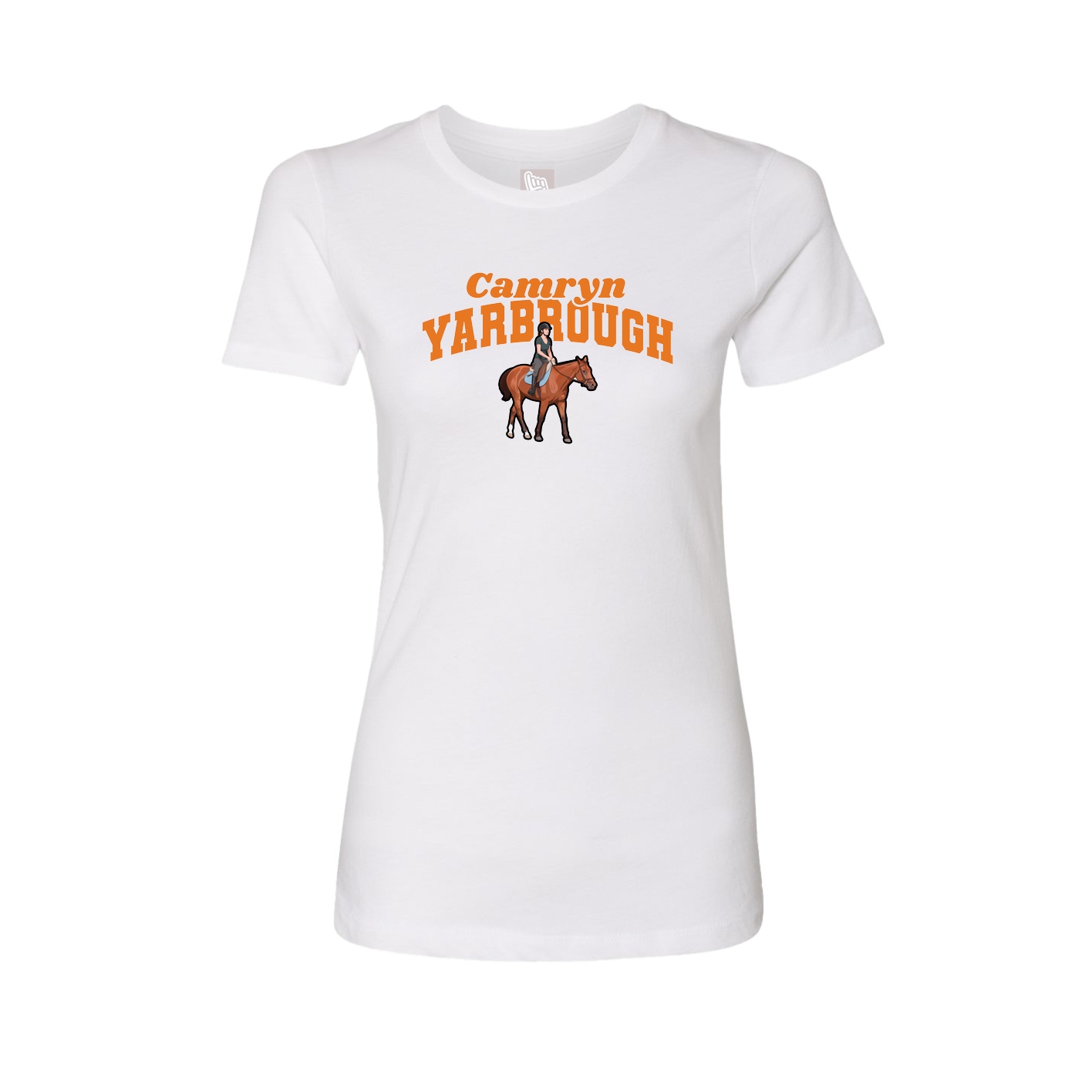 Fitted Women's Tee — Signature Arch in White