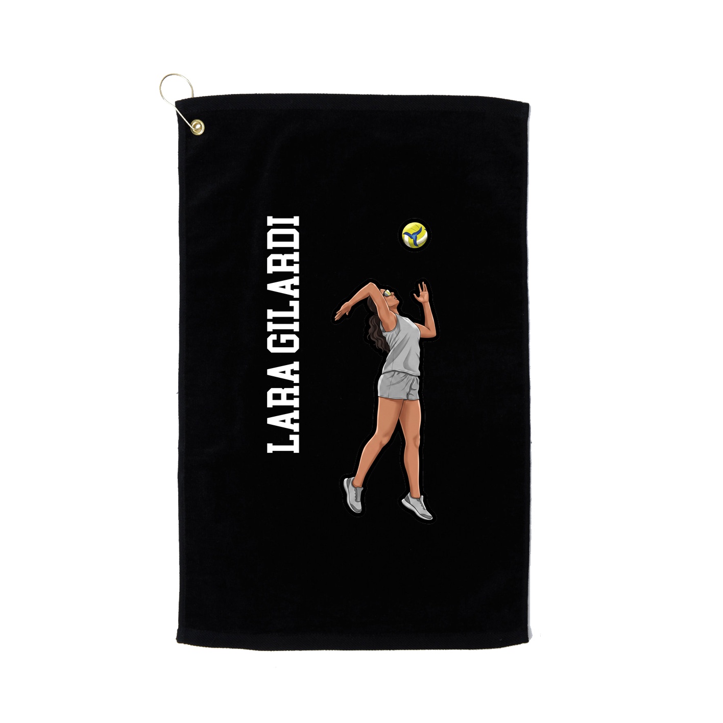 Golf Towel — Name Vertical in Black