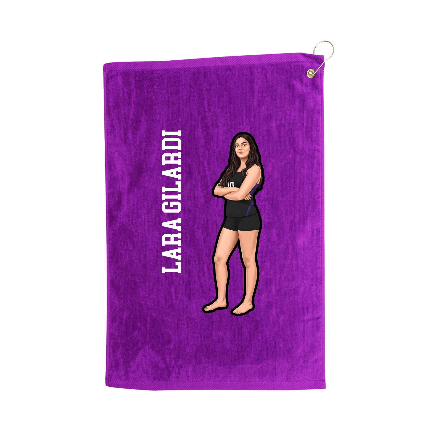 Golf Towel — Name Vertical in Purple