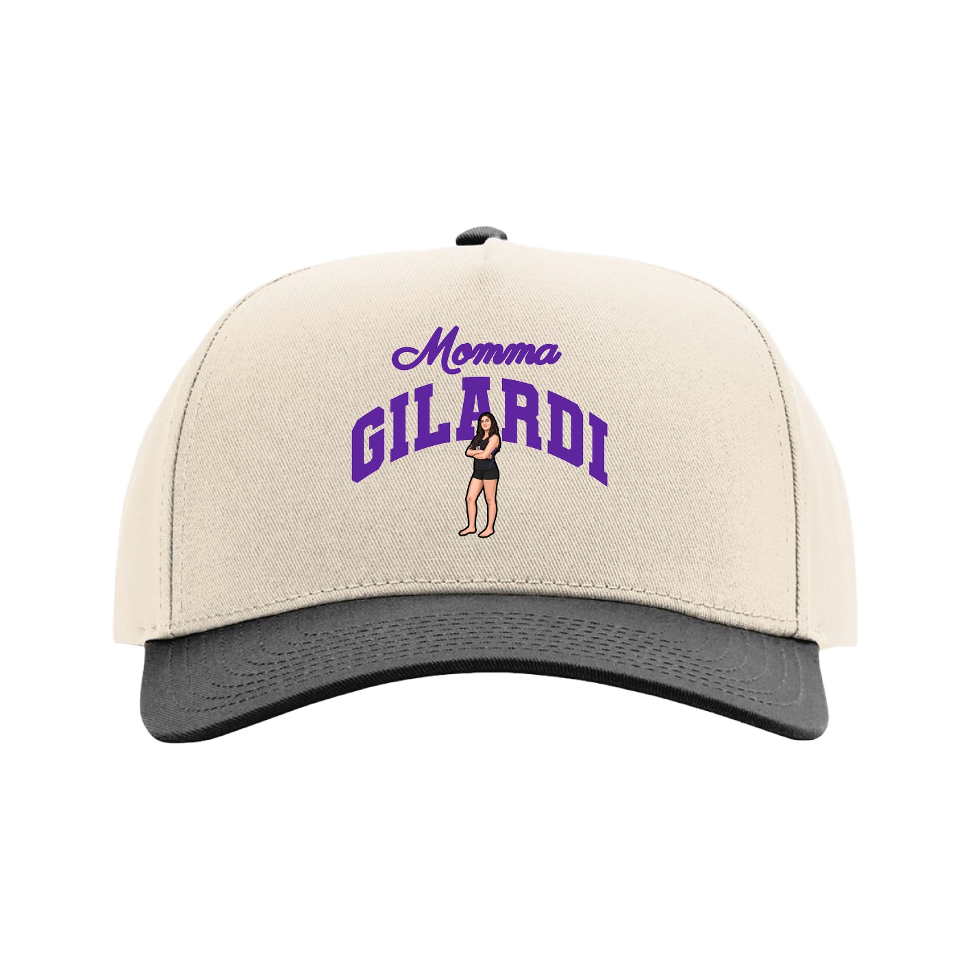Full Fabric Five-Panel Champ Cap — Mothers Day Arch in Cream/Black
