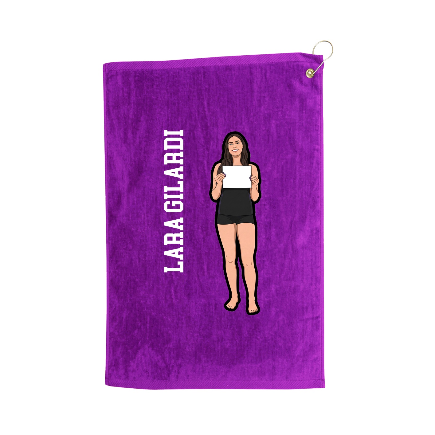 Golf Towel — Name Vertical in Purple