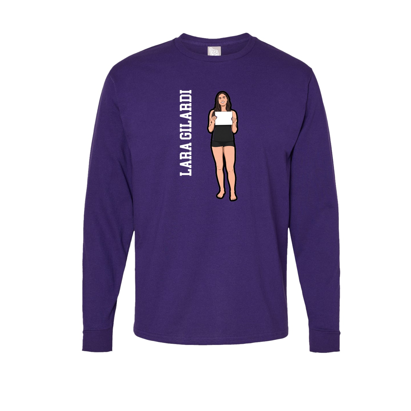 Long Sleeve Tee — Name Vertical in Purple