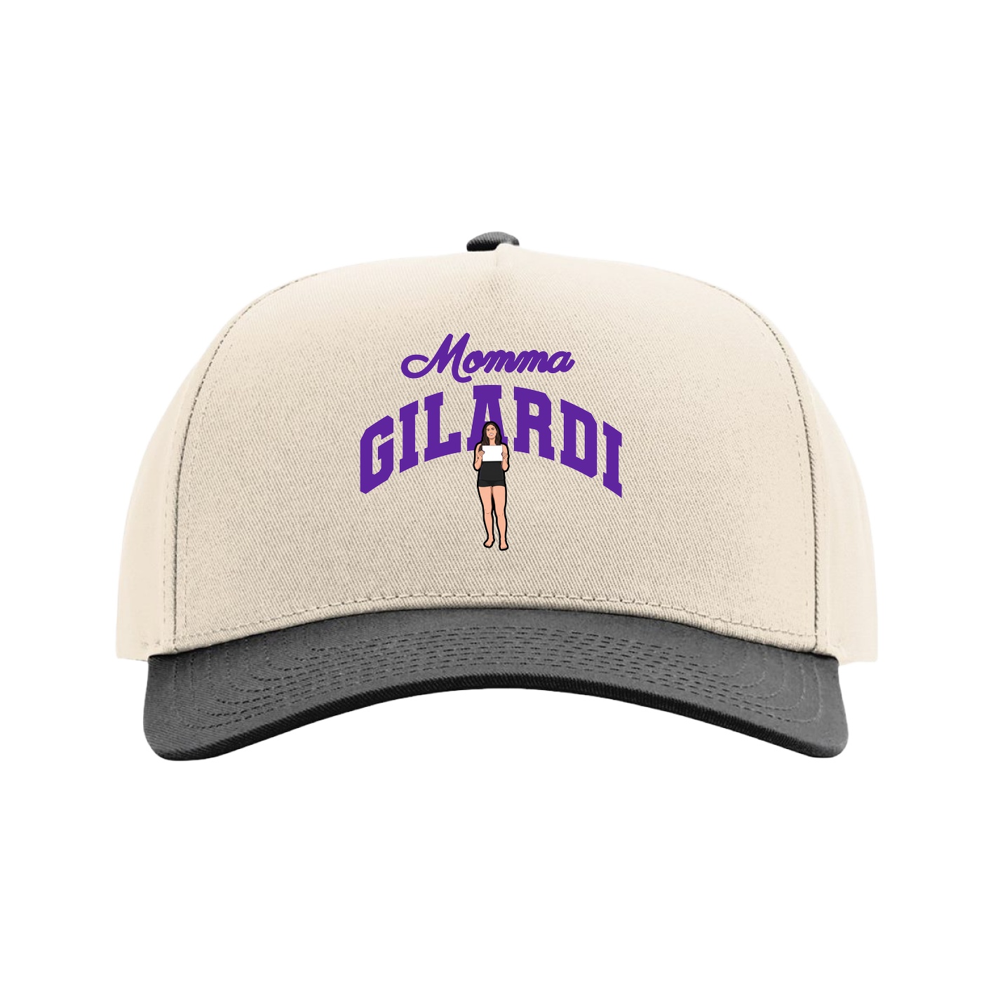 Full Fabric Five-Panel Champ Cap — Mothers Day Arch in Cream/Black