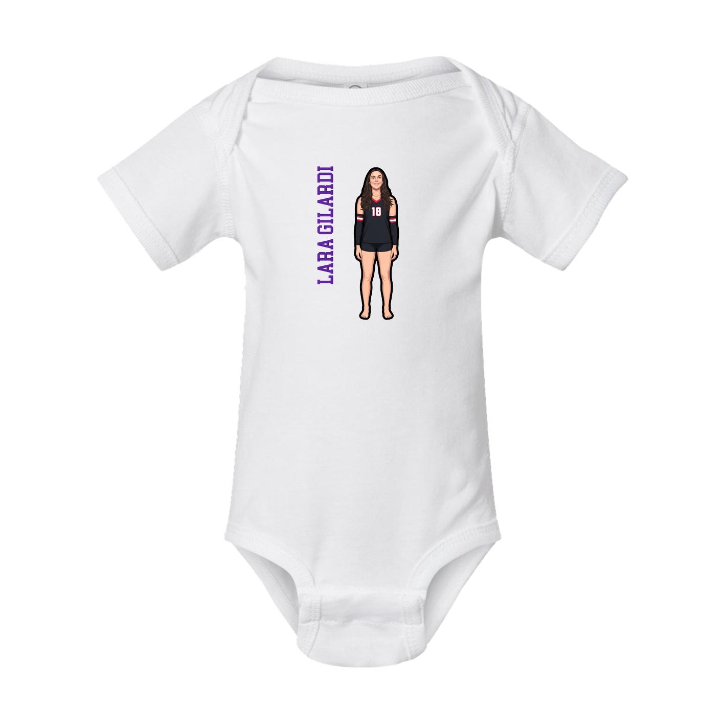 Baby Onesie — Name Vertical in White