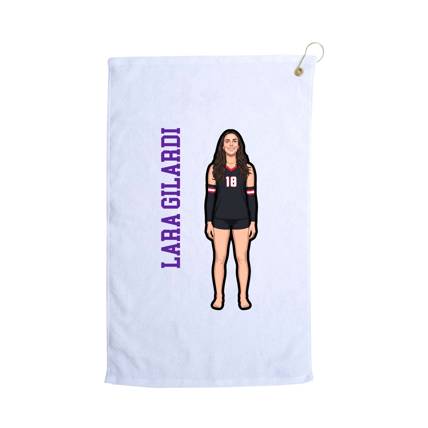 Golf Towel — Name Vertical in White