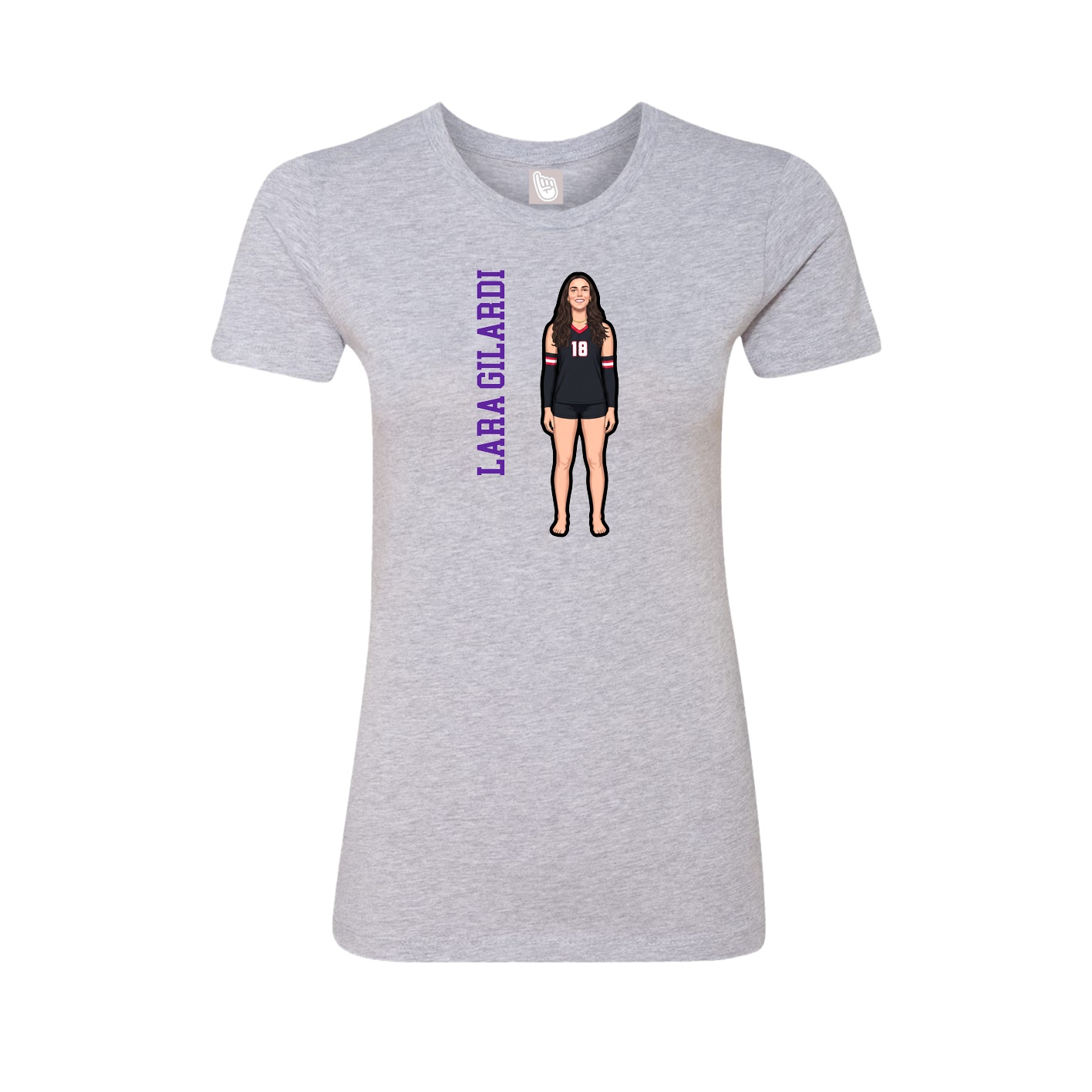 Womens Tee — Name Vertical in Grey
