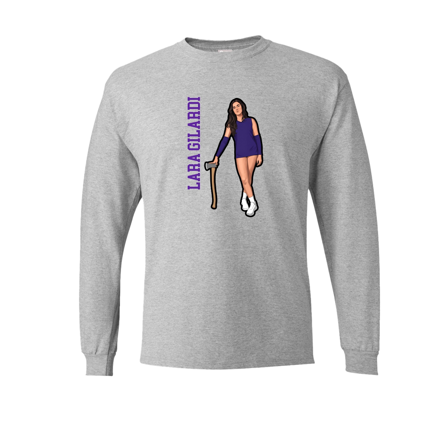 Long Sleeve Tee — Name Vertical in Grey