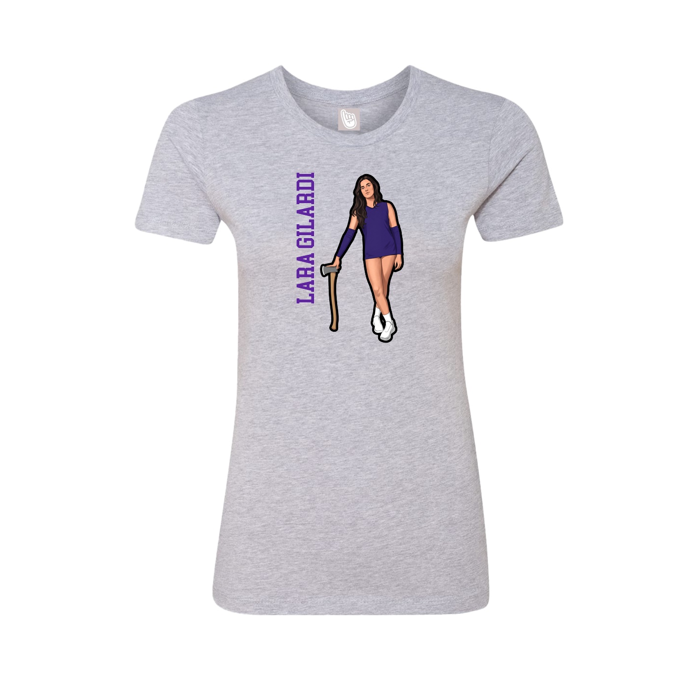 Fitted Women's Tee — Name Vertical in Grey