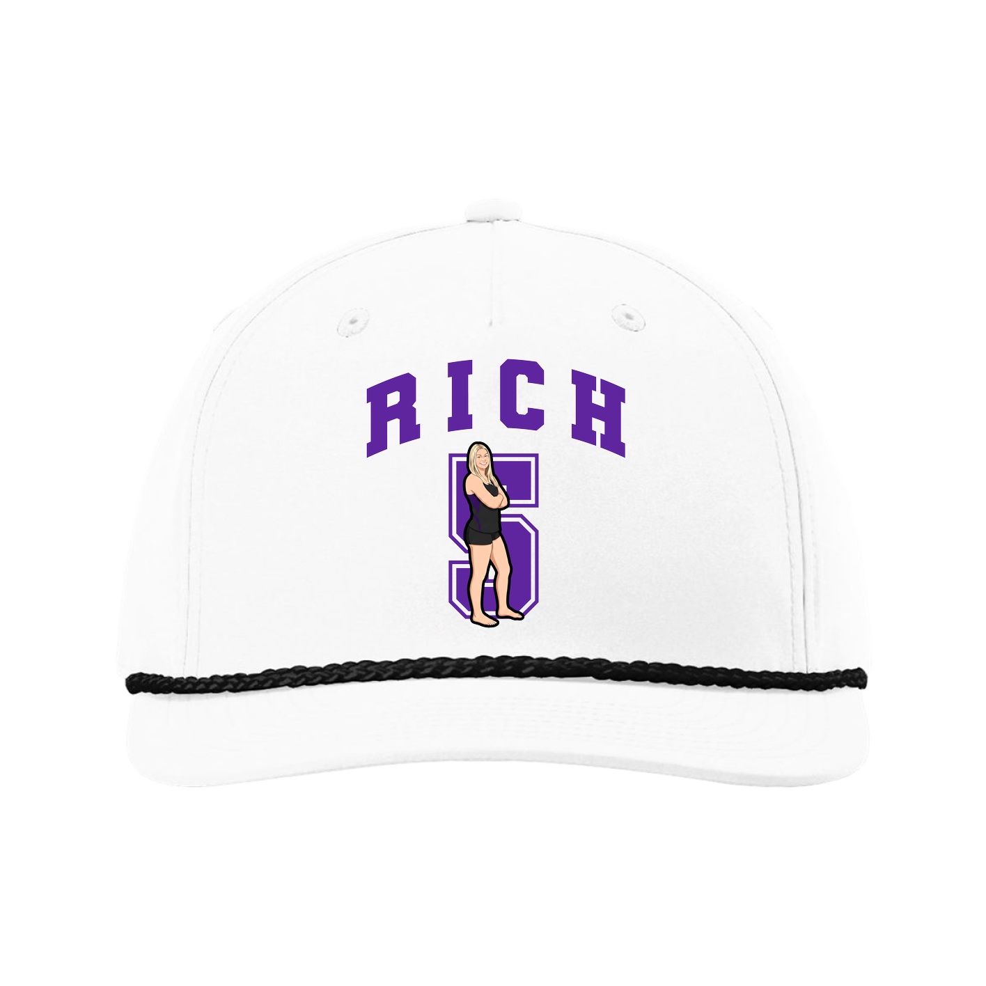 Five-Panel Classic Rope Cap — Number in White