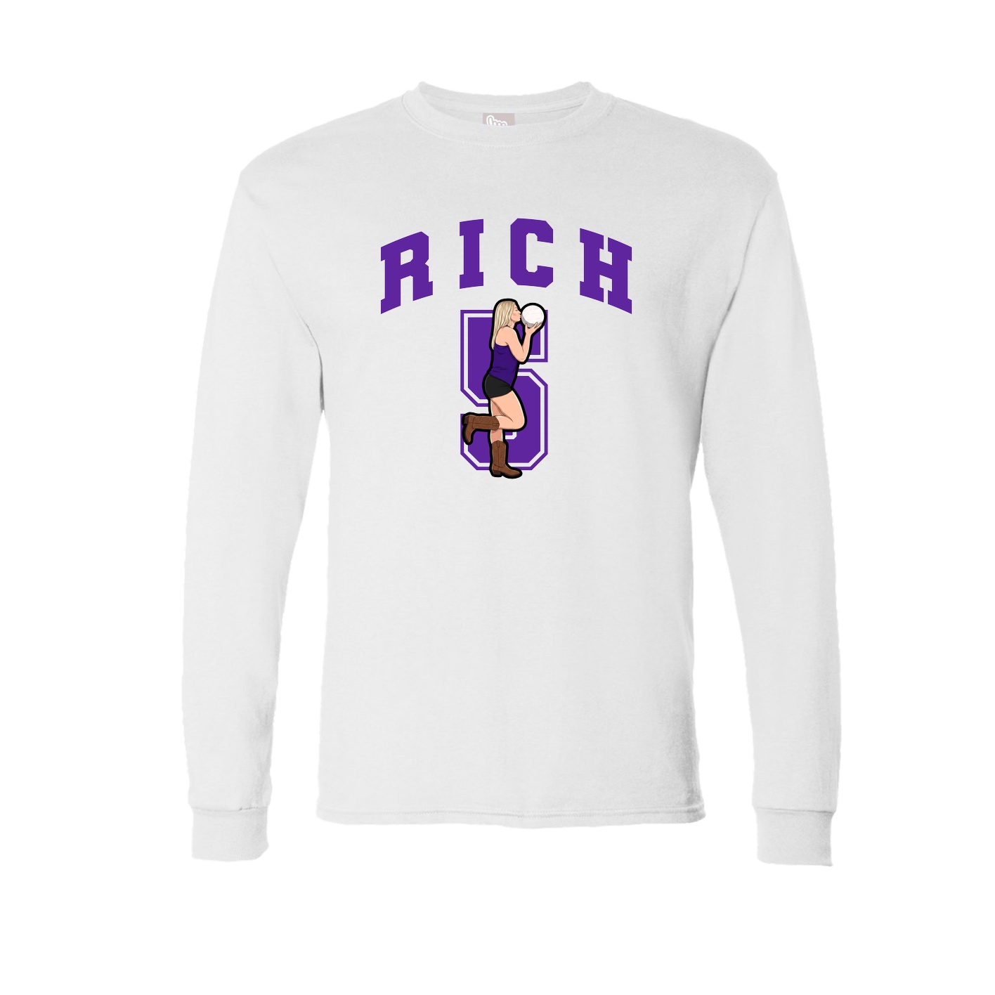 Long Sleeve Tee — Number in White