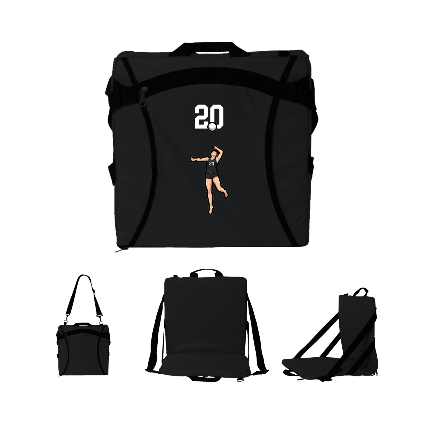 Folding Stadium Seat — Number Top in Black