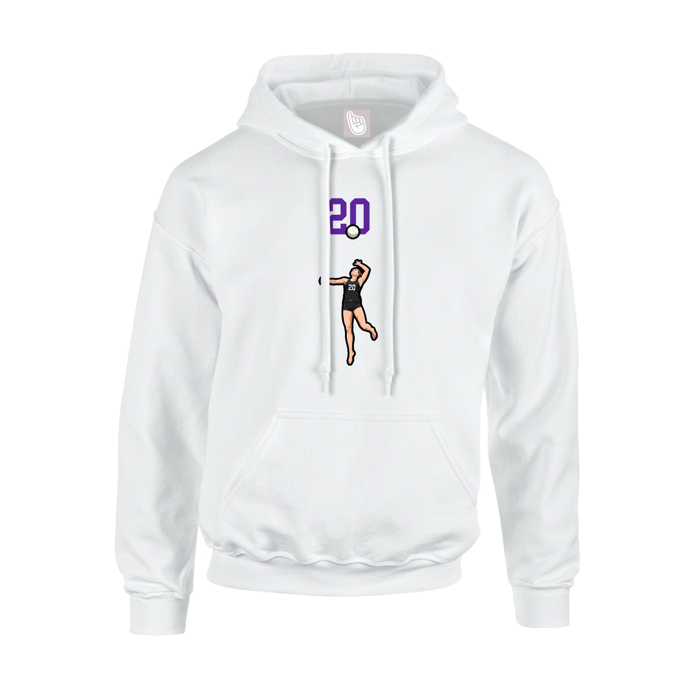 Youth Hoodie — Number Top in White