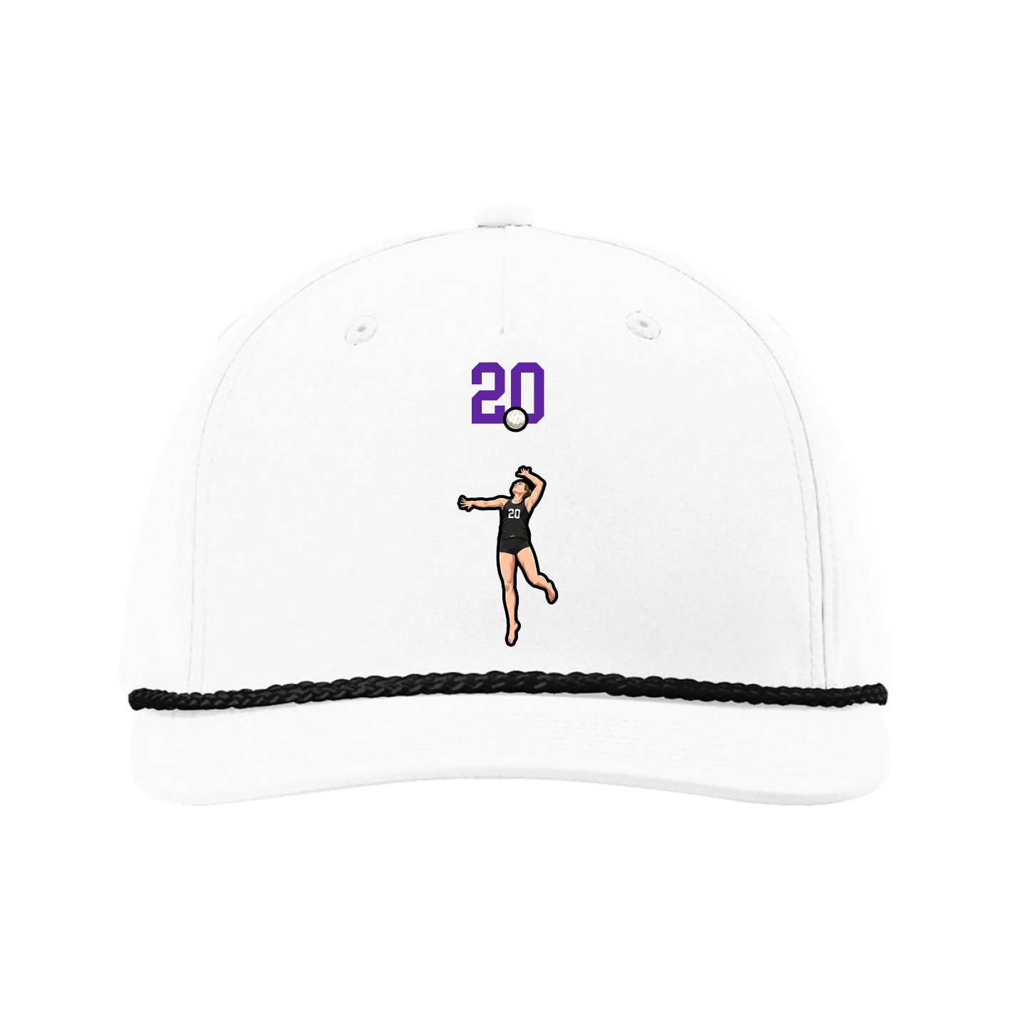 Five-Panel Classic Rope Cap — Number Top in White