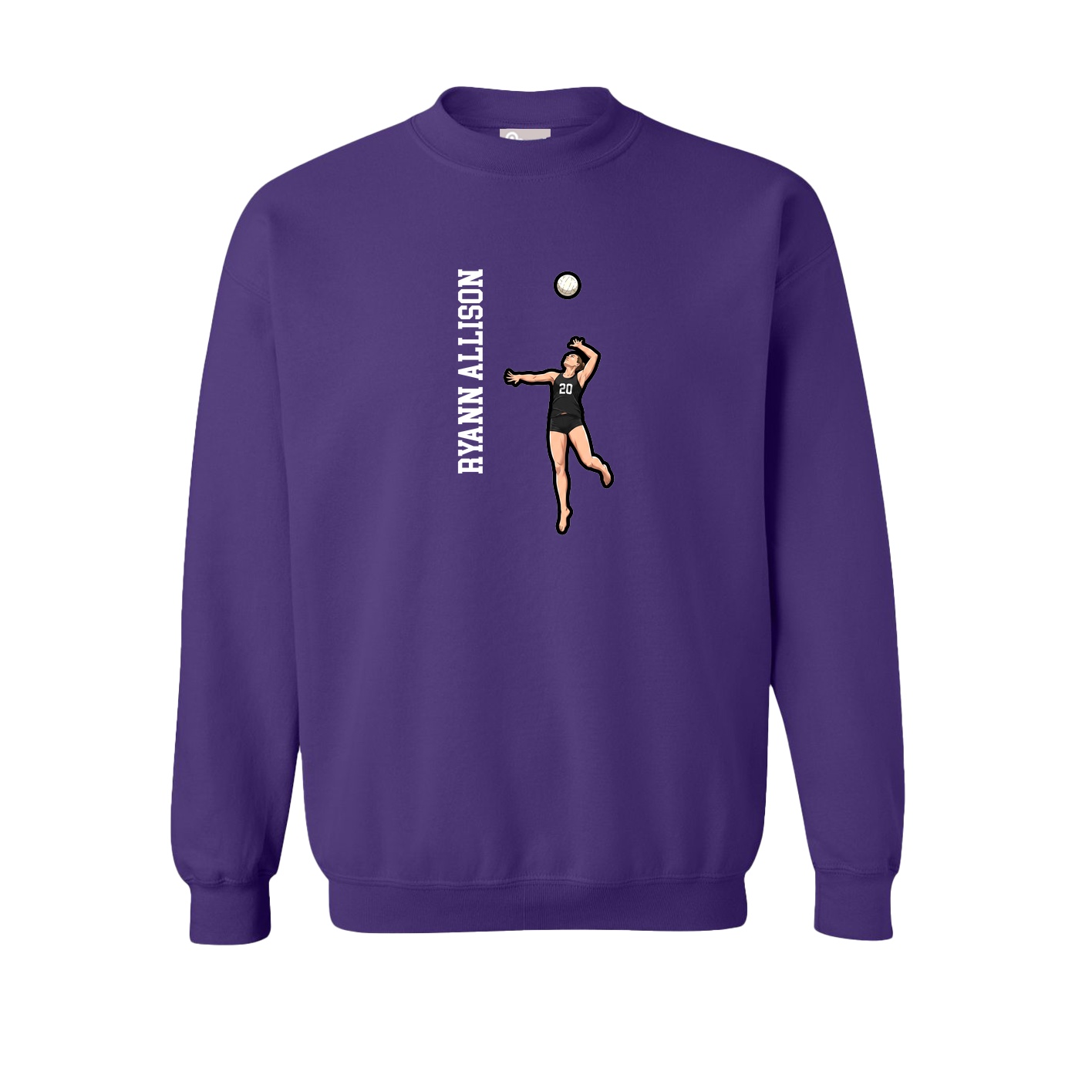 Fleece Crew — Name Vertical in Purple