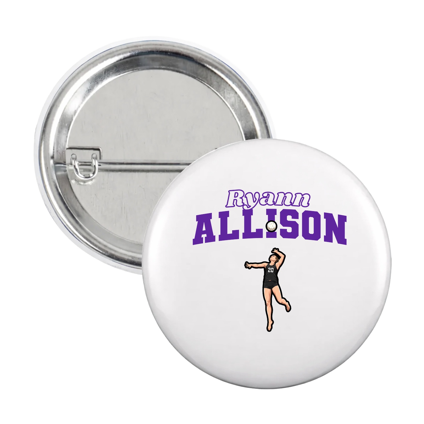 Game Day Button — Name Arch in White