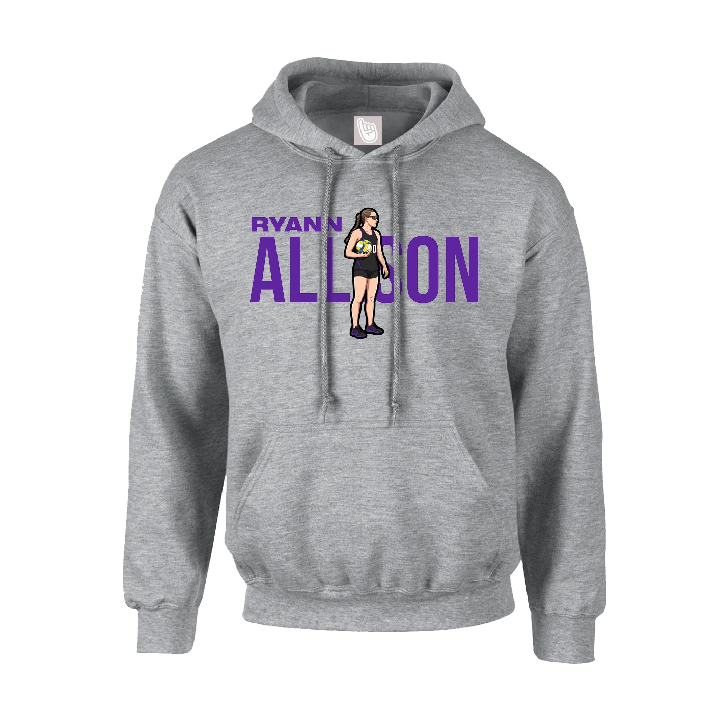 Youth Hoodie — Player Name in Grey