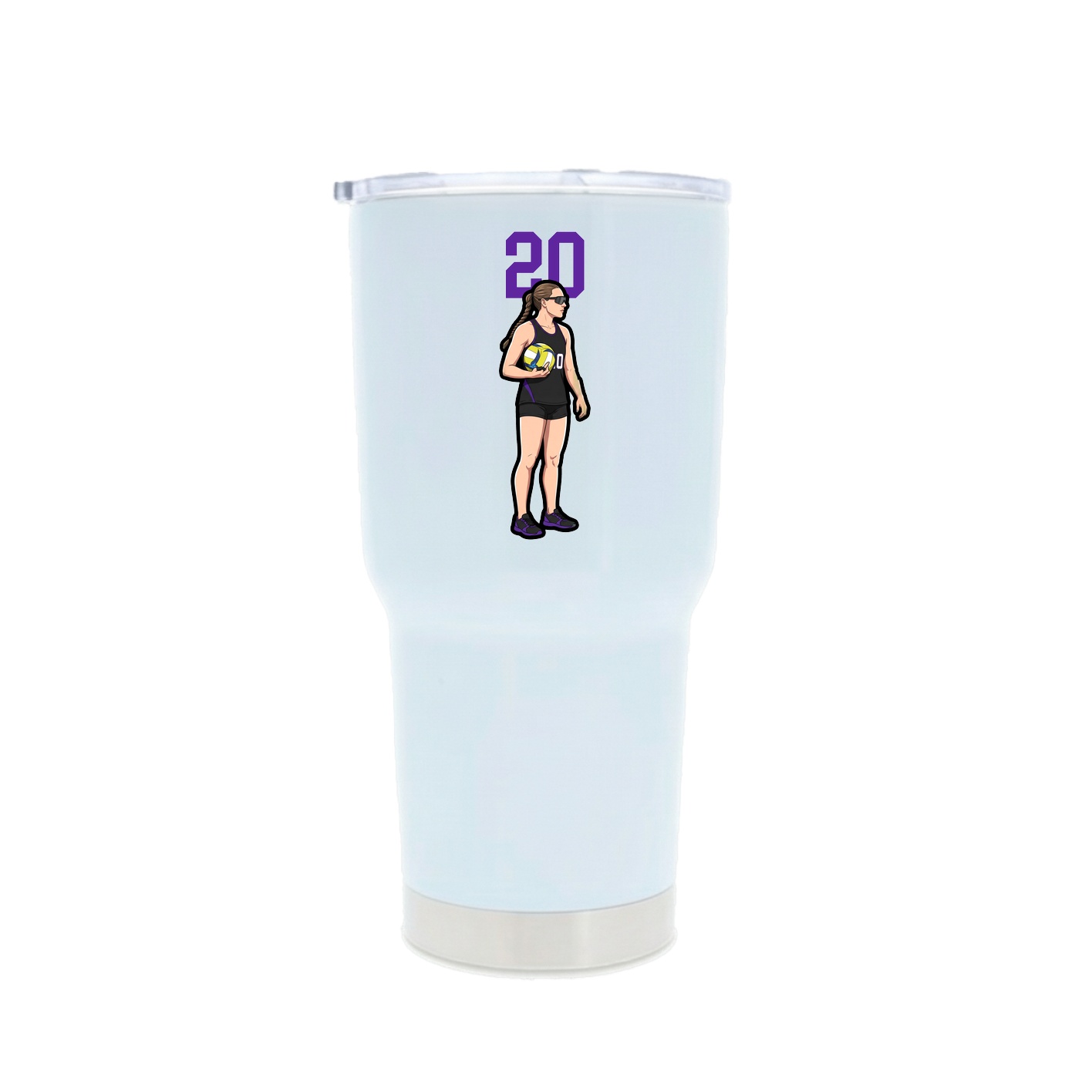 30oz Stainless Steel Tumbler — Number Top in White