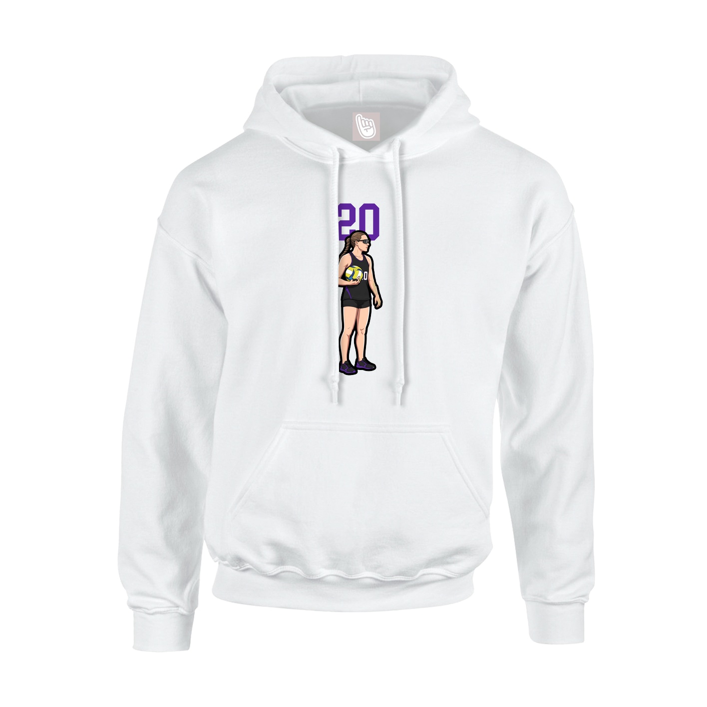 Youth Hoodie — Number Top in White