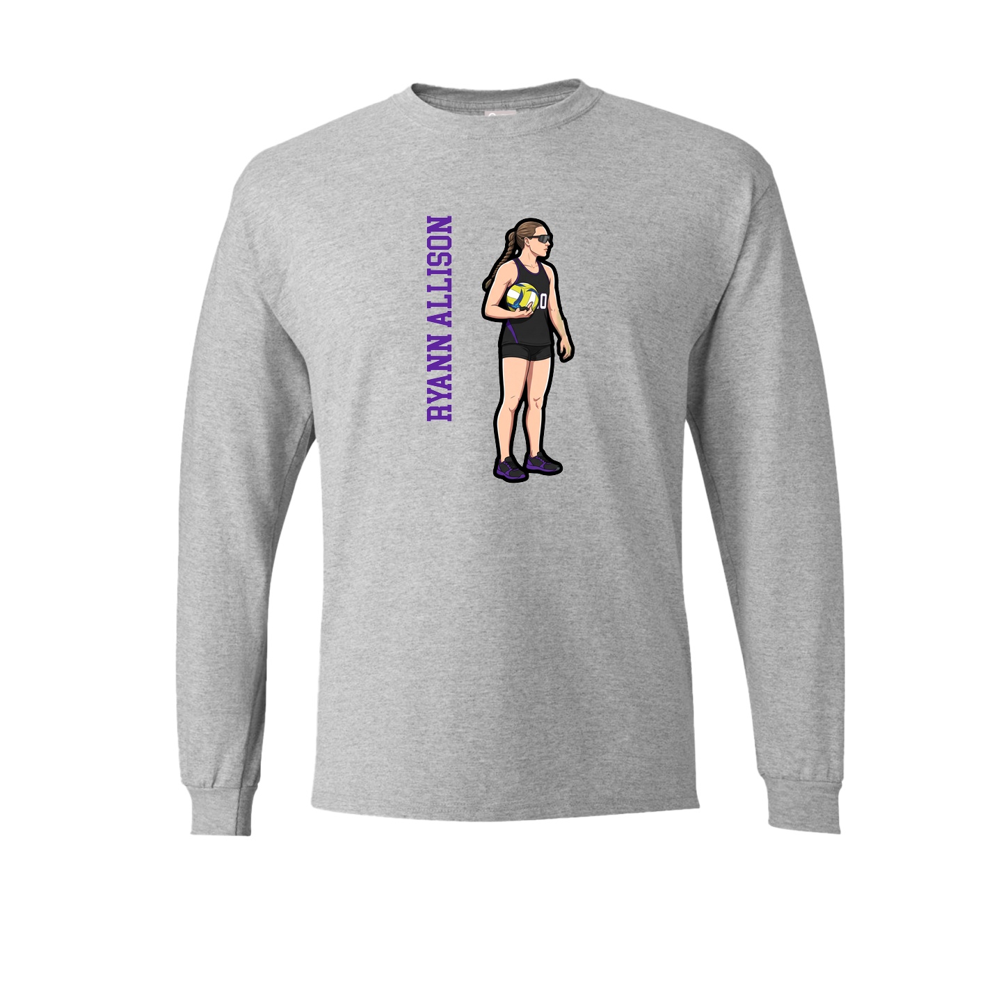 Long Sleeve Tee — Name Vertical in Grey